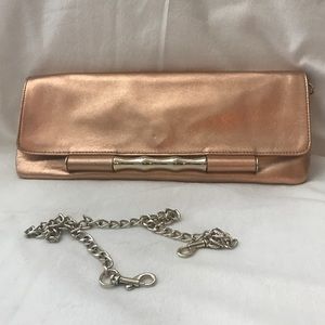 Elaine Turner Rose Gold Clutch w/ chain